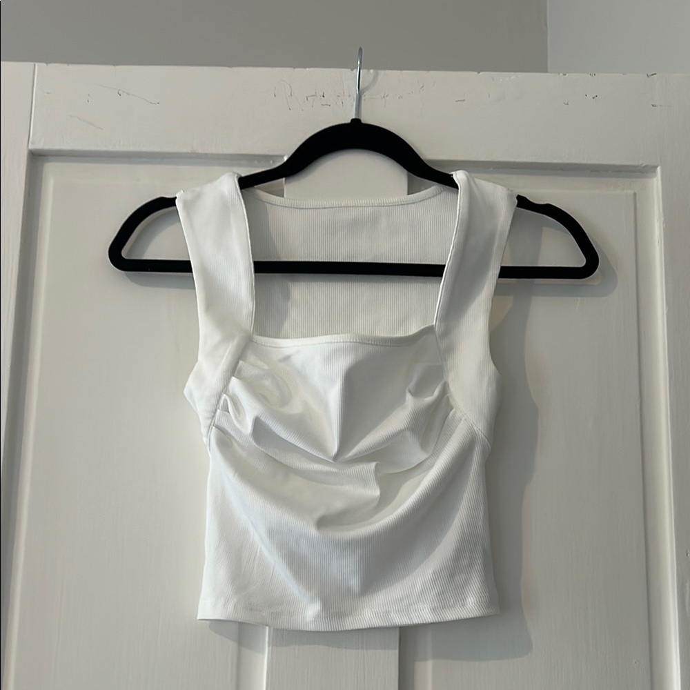 Cider White Rouched Sleeveless Tank Top